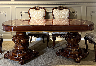 Єлітний розкладний обідній стіл 190(240) см овальний з натурального дерева 200(250) см Мері, фото 3