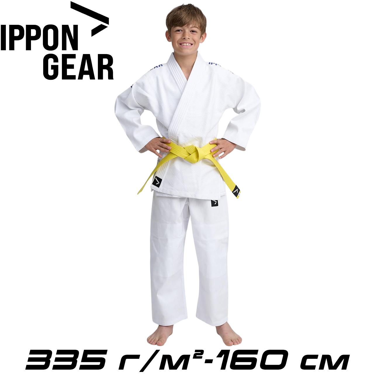 Кімоно для дзюдо дитяче з поясом біле бавовна поліестер Ippon Gear Nxt White щільність 335 гр/м.кв. (160 см)