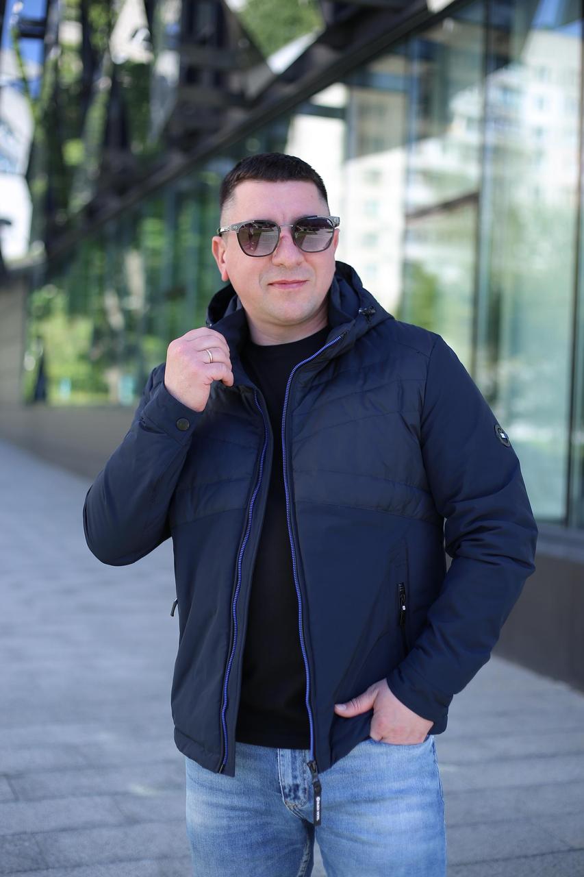 Чоловіча стильна куртка демісезонна Black Vinyl ТС22-2032 Синій, фото 1