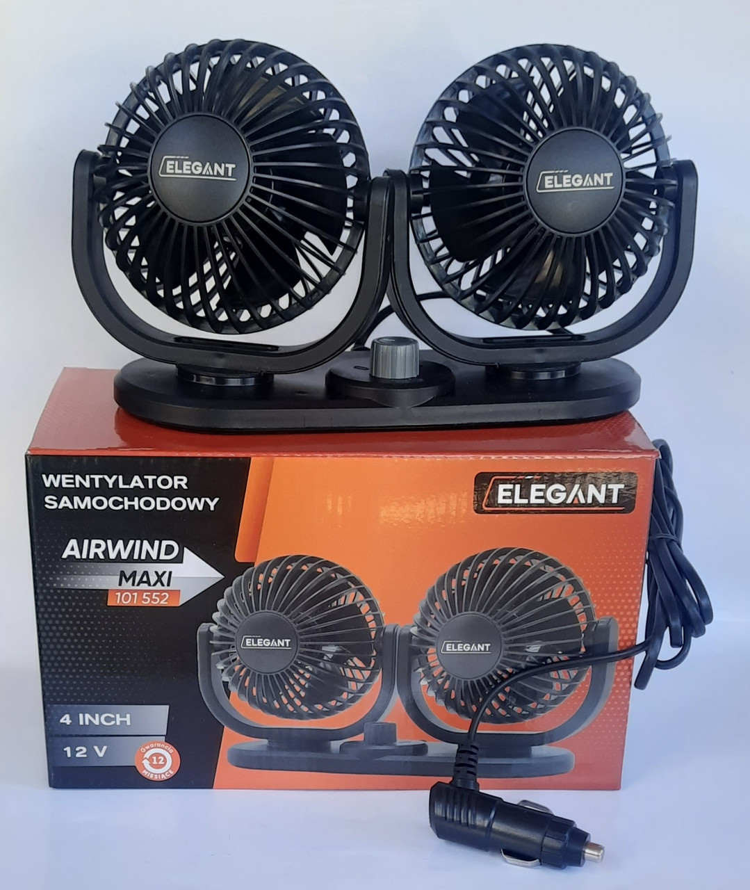 Вентилятор автомобільний подвійний 12 в салон Elegant Maxi 101 552 (12v, 4")