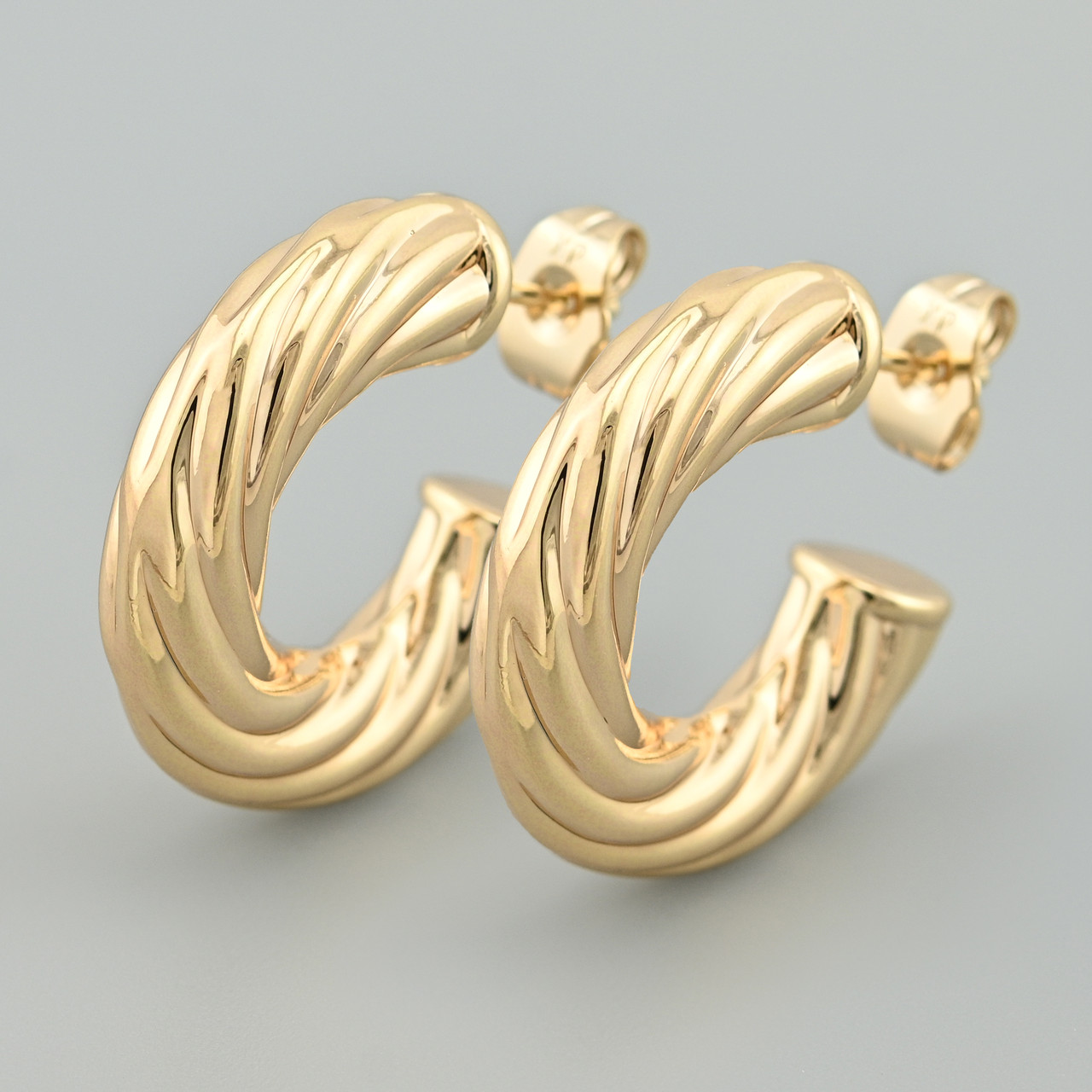 Сережки кільця Бруклін 45993 розмір 26х6 мм вага 4.4 г позолота 18К, фото 1