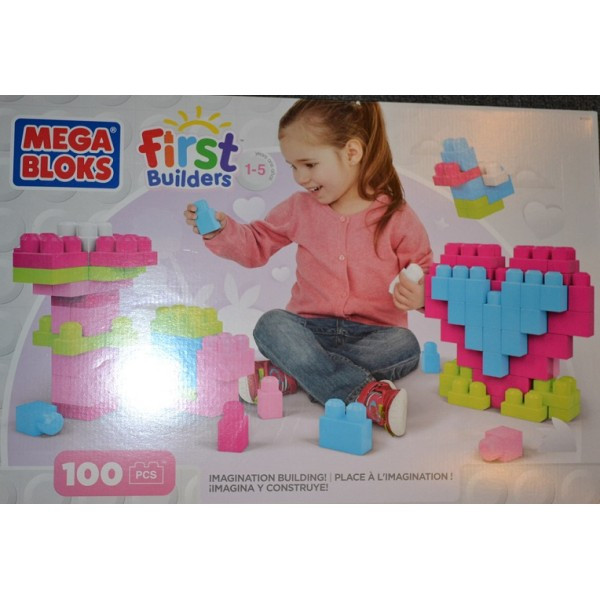 Конструктор Mega Bloks FIRST BUILDERS 100 шт. рожевий, фото 1
