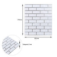 Самоклеюча 3D панель 700х770х3мм Біла цегла смужка срібло (100-3) SW-00000752