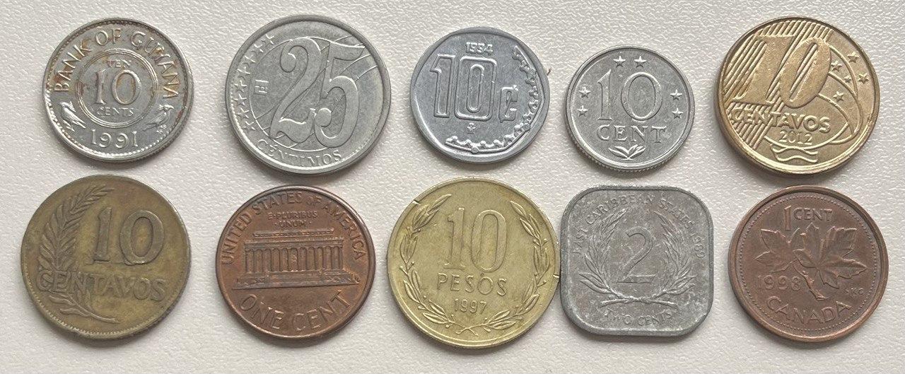Набір монет "Моноти країн Америки" 10 монет — 10 країн
