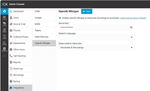 Підключення OpenAI Whisper API до IP-АТС 3CX