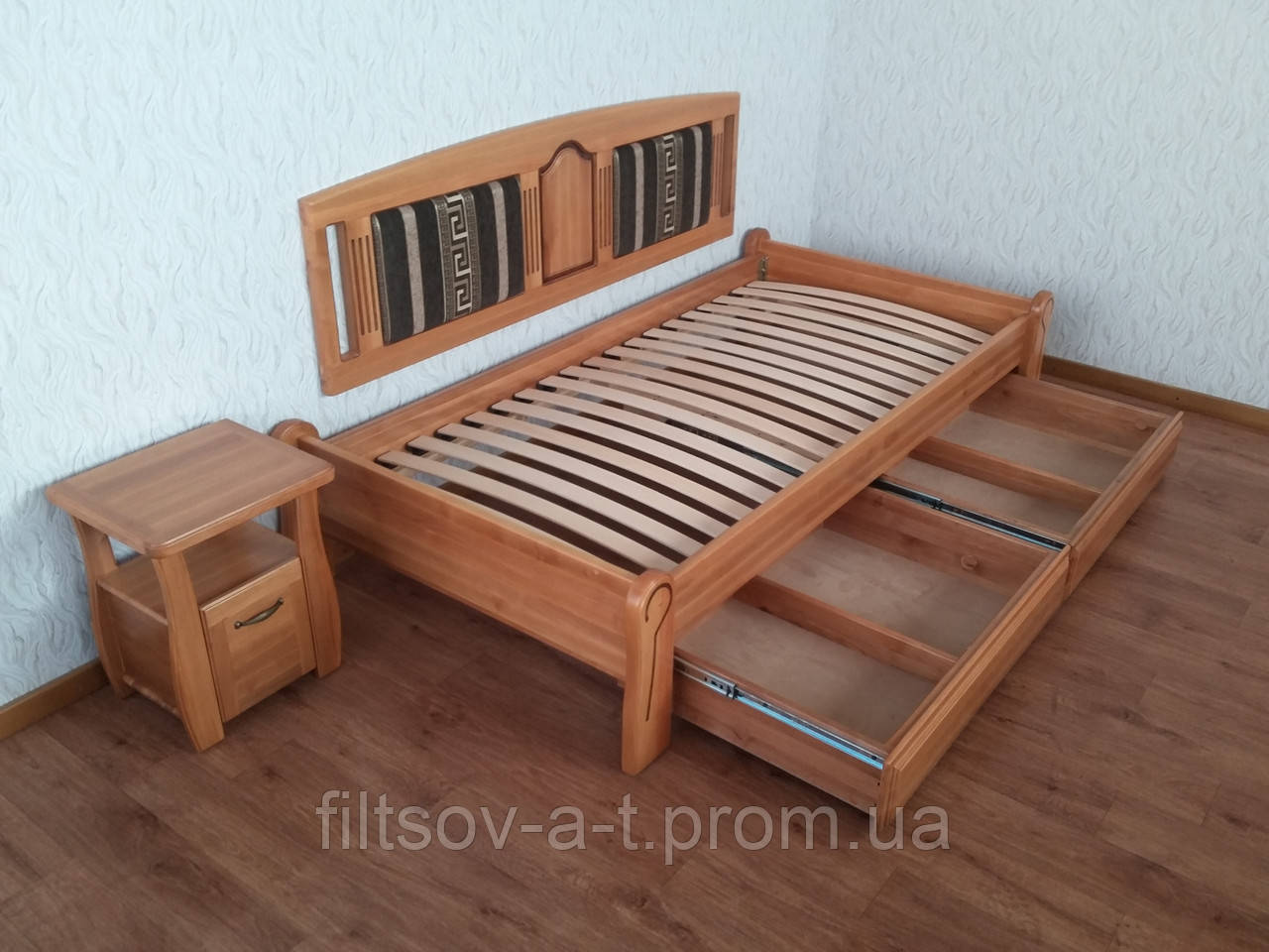 Оригинальная односпальная деревянная кровать без изголовья "Афина Премиум" от производителя - фото 6 - id-p432387504