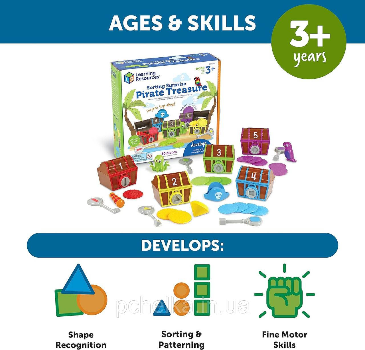 Ігровий набір для сортування та рахунку Learning Resources Sorting Pirate Treasure "Тайна піратських скарбів"