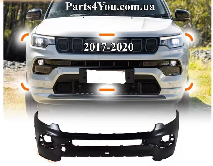 Jeep Compass бампер передній Джіп Компас 2017-2020 68351171AA верхня частина без парктроніків