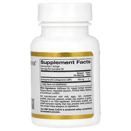 CoQ10 100 mg Каліфорнія Gold Nutrition 30 veggie sofgels, фото 2