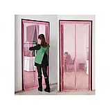 Москітна сітка на магнітах антимоскітна штора на двері 100 х 210 см (Рожева), фото 2