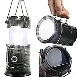 Ліхтарик акумуляторний кемпінговий із сонячною панеллю USB Powerbank SH-5800T, фото 6