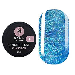 Базове покриття з шимером SAGA Professional Base Shimmer Chameleon #6, 15 мл