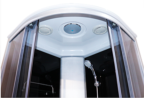 Душовий гідробокс 100*100*210 см переднє скло gray, заднє скло black, глибокий піддон, фото 3