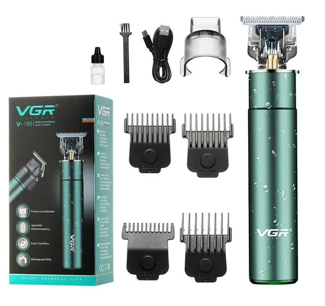 Машинка акумуляторна для стрижки волосся VGR V-186 | Машинка для стрижки та окантування бороди, фото 1