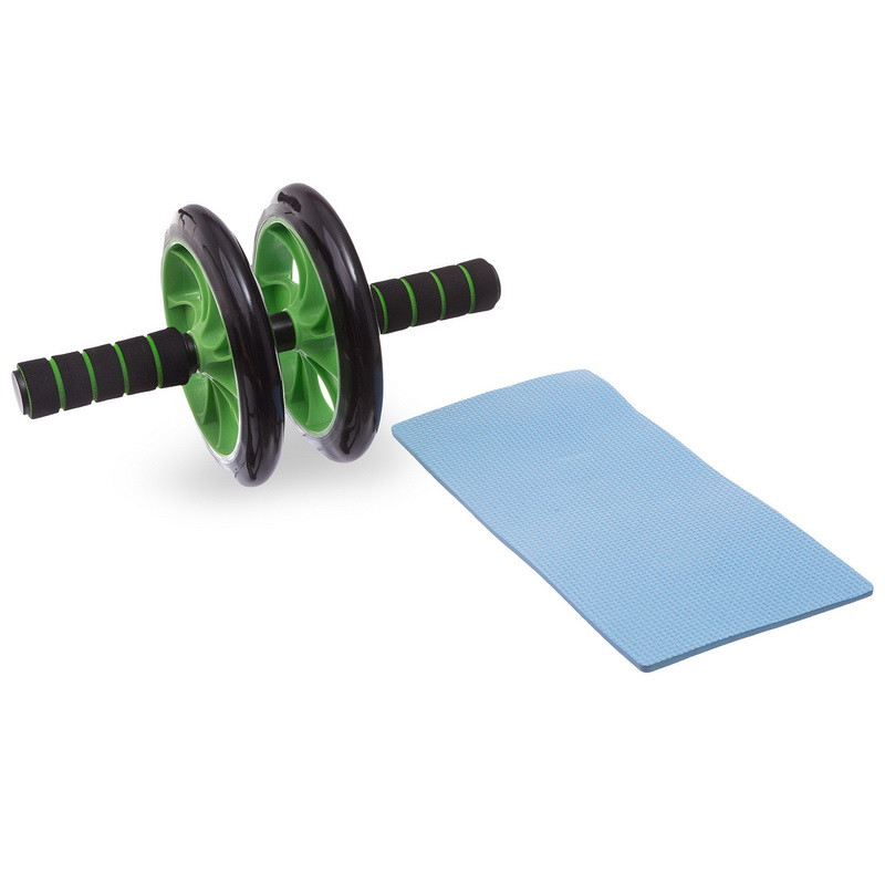 Колесо ролик для преса з килимком SP-Sport d 20 см подвійне з антиковзаючими ручками