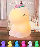 Нічник іграшка дитячий силіконовий світильник Єдиноріг 132, фото 4