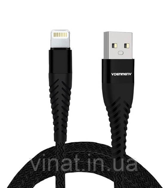 Кабель зарядки Denmen D45L 2.4A 1M Lightning to USB Чорний