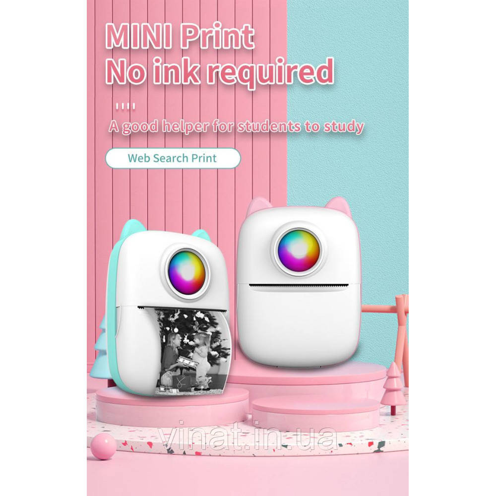 Портативний міні принтер Bluetooth для смартфона Mini Printer X2 Рожевий