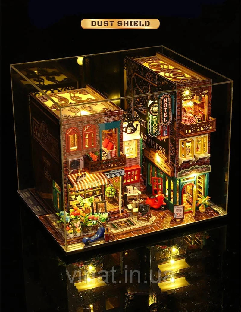 Бук Нук Готель Hotel Scarborough DIY House Book Nook ES-009 Інтер'єрний конструктор + купол, фото 1