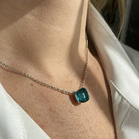 Помелато-ланцюжок/підвіска/сріб 925/ камінь кольору морської хвилі/великий кристал зелено-блакитний