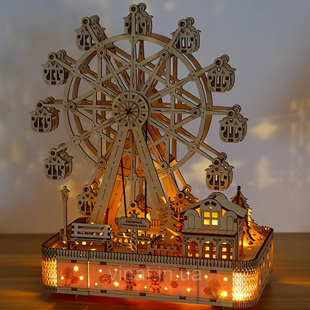 Дерев'яний пазл 3Д ROBOTIME Mechanical 3D Musical Ferris Wheel Музичне Колесо LG911