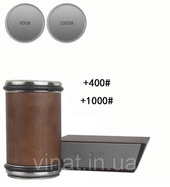 Роликова точилка для заточування ножів Roller sharpener з 4 стороньою магнітною кутовою основою + 2 диски коричнева