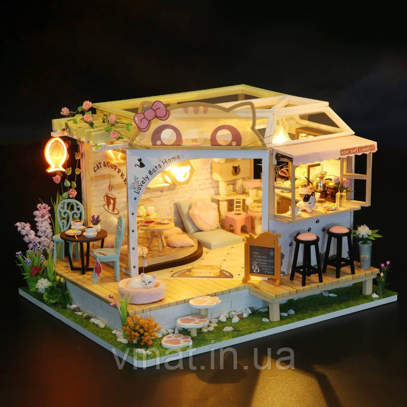 Румбокс Котяче Кафе конструктор DIY Cat Cafe M2111 + купол