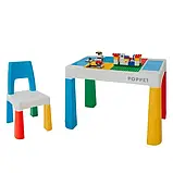 Комплект столик "Колор¸Блу 5 в 1" і стілець синій Poppet, фото 3
