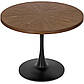 Круглий стіл у стилі лофт Lino 100 см горіх на одній чорній металевій ніжці для кухні, фото 9