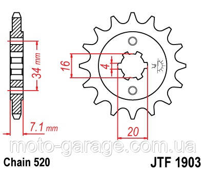 Передня зірка KTM Duke125,JTF1903.14,KTM 125 DUKE '11-'21, KTM 200 DUKE '12-'20