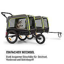 Причіп для перевезення собак KlarFit Husky Vario 2-в-1 Баггі для собак приблизно 240 л, Німеччина, фото 3