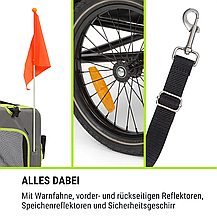 Причіп для перевезення собак KlarFit Husky Vario 2-в-1 Баггі для собак приблизно 240 л, Німеччина, фото 4