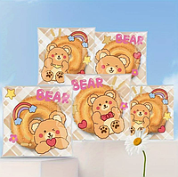 Пакети подарункові з липкою стрічкою малюнок Ведмедик поліпропіленові фасувальні прозорі 10 шт 10х10х3 см