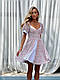 Стильне базове ніжне літнє легке жіноче ошатне коротке плаття зміцнює рукав ліхтарик зі шнурівкою на спині OS, фото 8