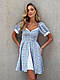 Стильне базове ніжне літнє легке жіноче ошатне коротке плаття зміцнює рукав ліхтарик зі шнурівкою на спині OS, фото 9