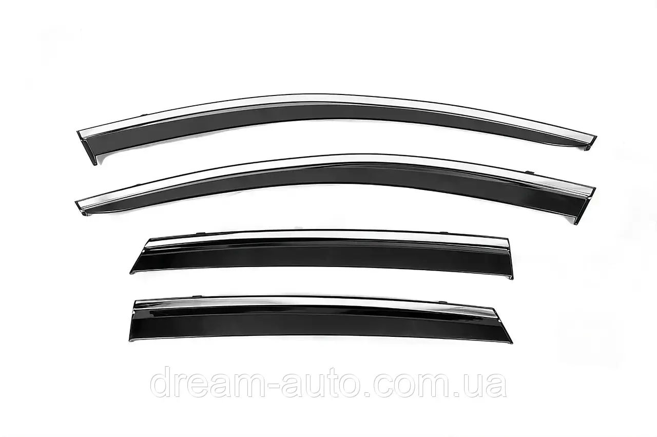 Дефлектори вікон Peugeot 4008 2012, Mitsubishi ASX 2010 з хром молдингом