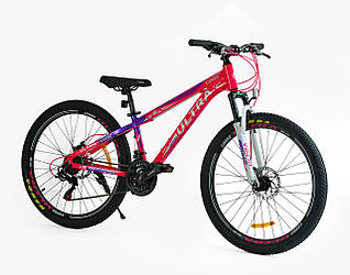 Велосипед 26 AL CORSO «ULTRA» UL-26020 алюміній 13", (К-Т SHIMANO) рожево-фіолетовий