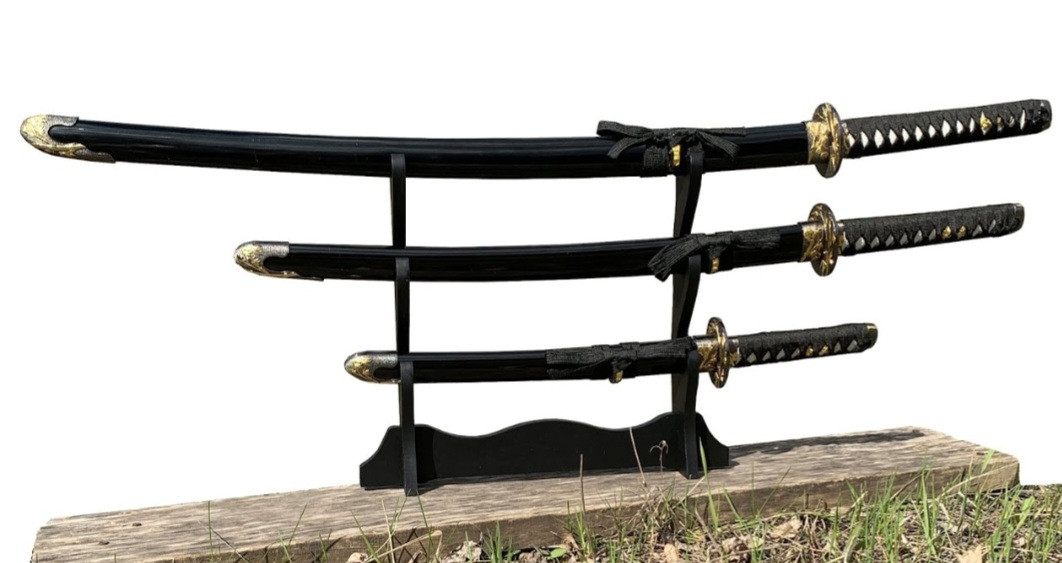 Набір катан для подарунка, катани 3 в 1, подарункові катани + підставка, фото 1