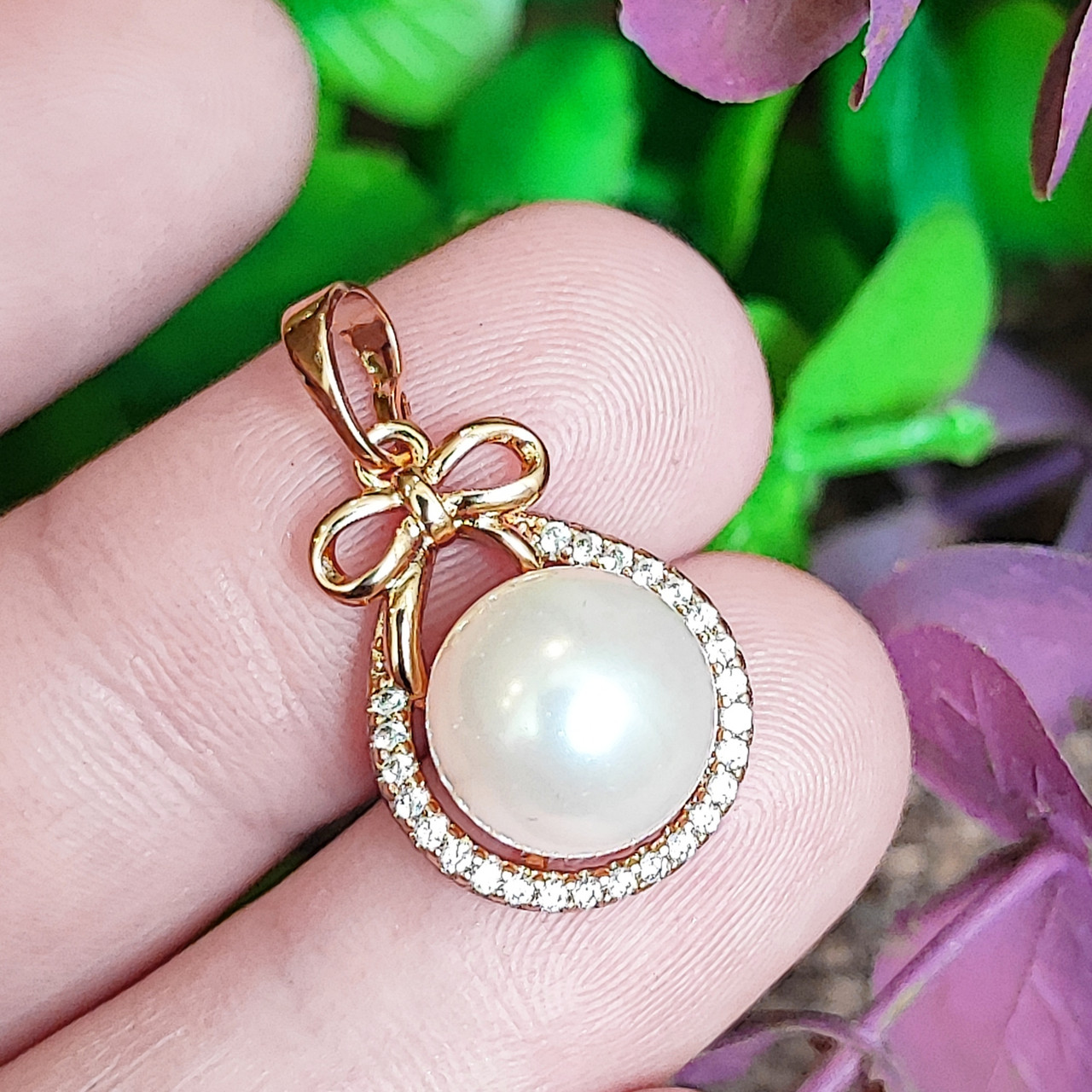 Кулон Xuping Jewelry довжина з вушком 2.5см перлина 10мм медичне золото позолота 18К 5413