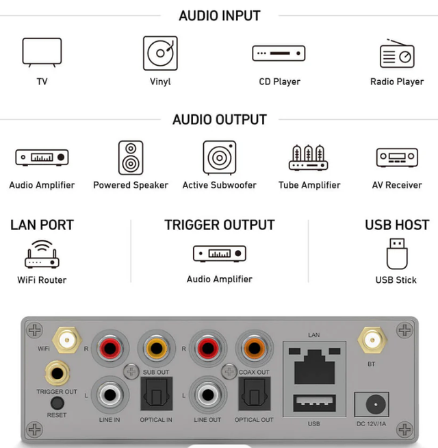 Arylic S50 Pro+ бездротовий стрімер підсилювач з Wi-Fi та Bluetooth