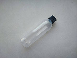 100 мл м'який П/П поліпропілен НАПІВПРОЗОРИЙ Круглий з чорною ребристою кришкою 18 мм, флакон, ємність, пластиковий, фото 1