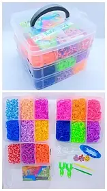 Великий 3-ярусний набір гумок для плетіння браслетів Fashion loom bands 4000 шт.