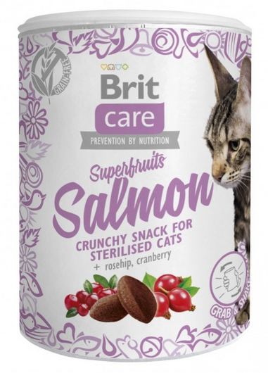 Brit Care Cat Snack Superfruits Salmon ласощі для стерилізованих котів 100 г (лосось)