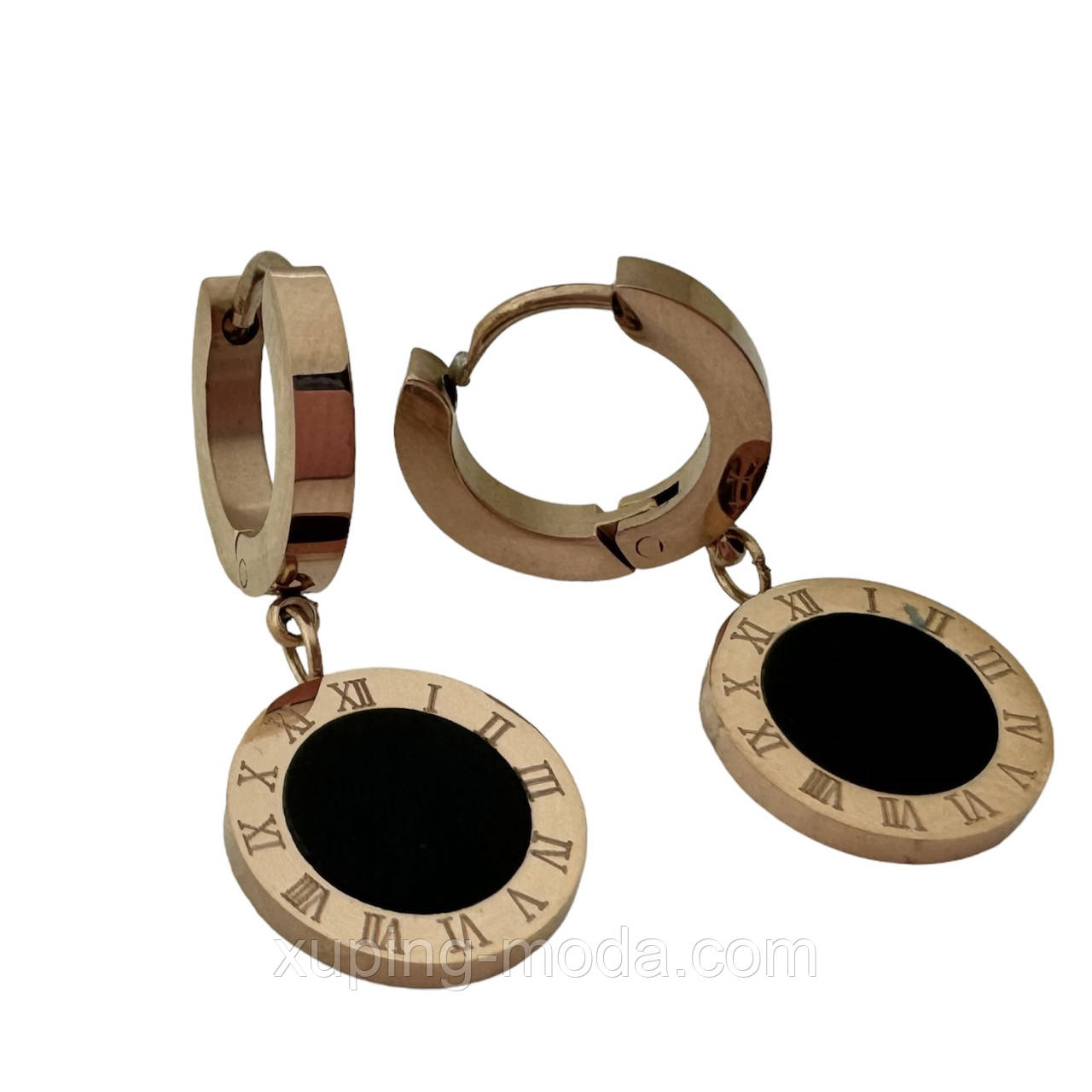 Сережки ксюпінг. 25х10 мм. Рожеве золото, фото 1