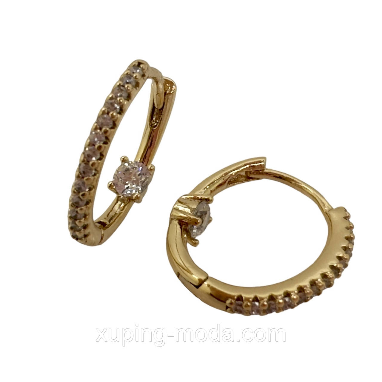 Сережки ксюпінг. 15х1 мм. 18 к, фото 1