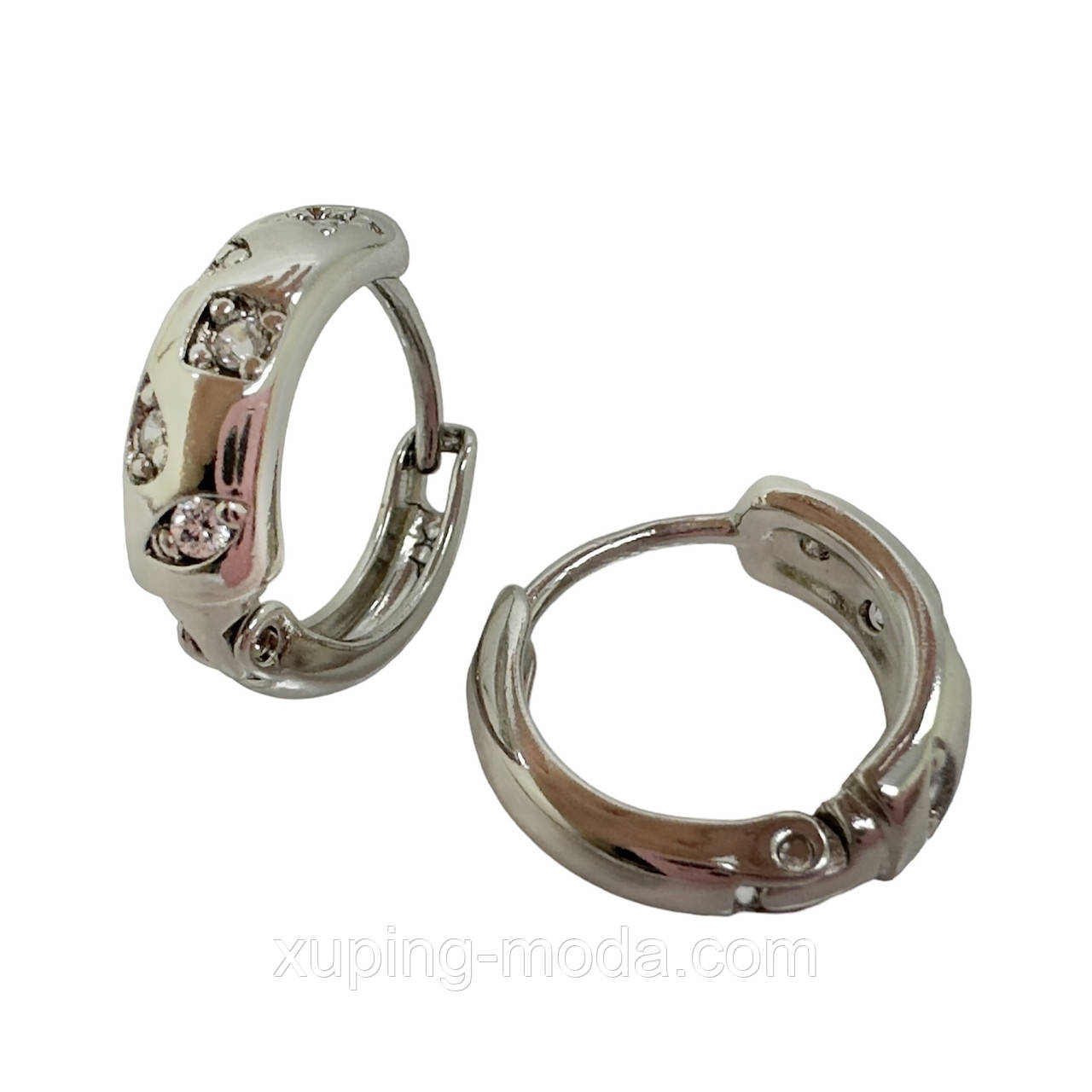 Сережки ксюпінг. 10х4 мм. Родій, фото 1