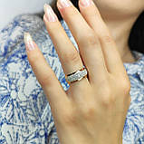Срібна каблучка з золотом усипка каміння, фото 6