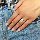 Срібна каблучка з золотом усипка каміння, фото 2