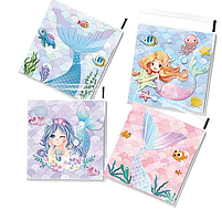 Пакети Русалка подарункові прозорі прозорі з липкою стрічкою фасувальні асорті малюнок 10х10х3 см набір 10 шт