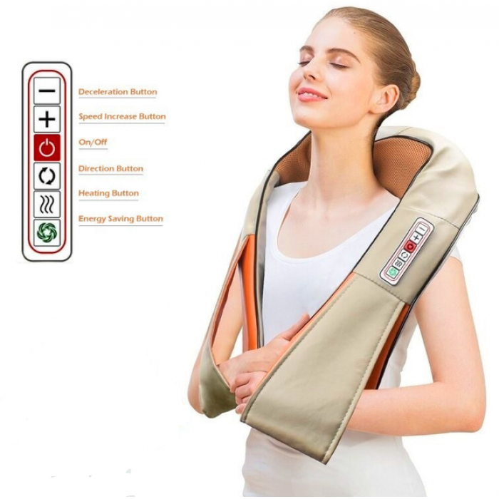 Масажер для всього тіла з підігрівом Massager of Neck Kneading 6 кнопок 220 V 12 V